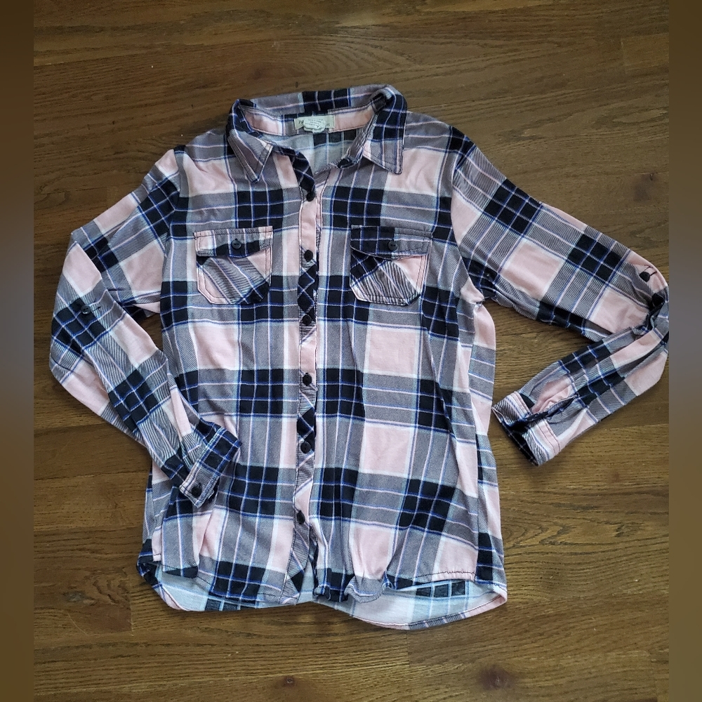 Passport Girls Pink Plaid Shirt Size 12